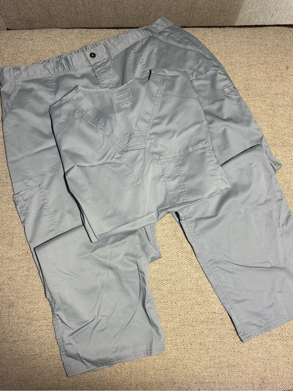 Men's Cargo Scrub Set in Light Gray - Professional Medical Wear